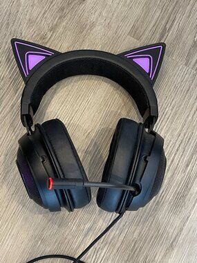 Razer | Kraken Kitty Edition Chroma USB Wired Over-Ear Gaming Headset - Black
